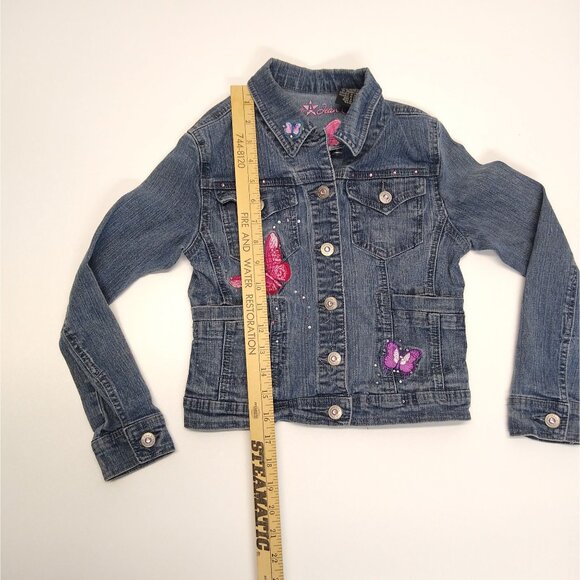 Arizona Jean Co. Girls Medium Denim Jacket Butterfly Embroidery Light Wash EUC - Picture 8 of 10